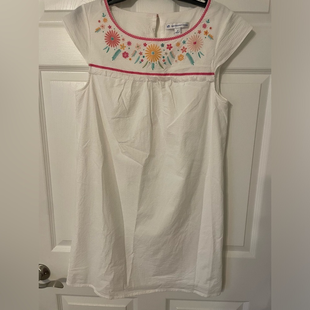 Southern Tide white seersucker dress